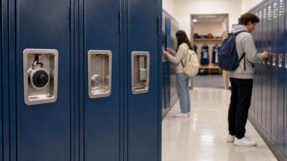 Combination, keyed, and accessible locks on school lockers
